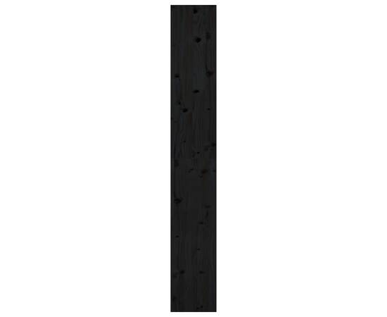 Bibliotecă/separator cameră negru 80x30x199,5 cm lemn masiv pin, 6 image