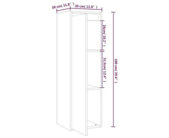 Dulap de perete, 30x30x100 cm, lemn masiv de pin, 11 image