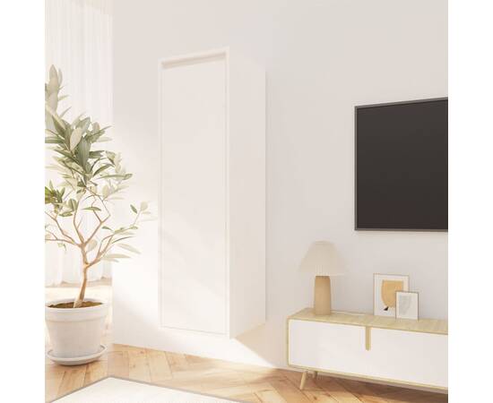 Dulap de perete, alb, 30x30x100 cm, lemn masiv de pin, 3 image