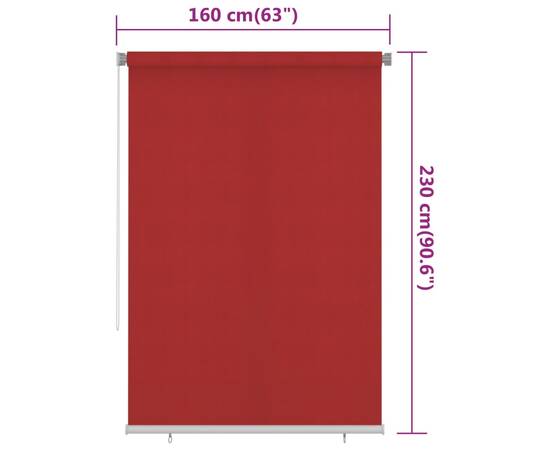 Jaluzea tip rulou de exterior, roşu, 160x230 cm, hdpe, 6 image