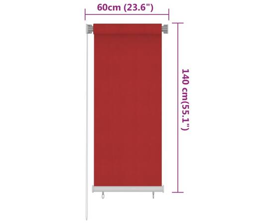 Jaluzea tip rulou de exterior, roşu, 60x140 cm, hdpe, 6 image