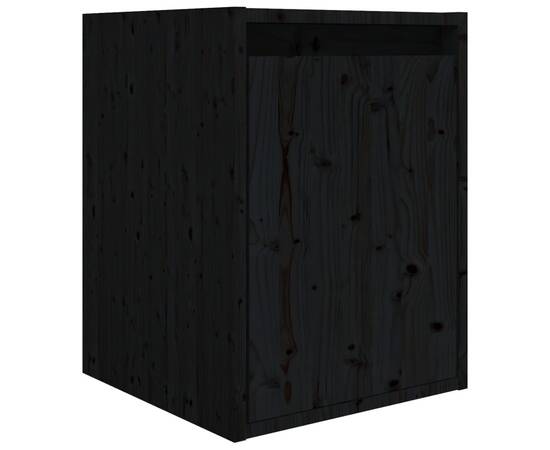 Comode tv, 5 buc., negru, lemn masiv de pin, 9 image