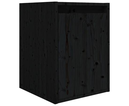 Comode tv, 8 buc., negru, lemn masiv de pin, 7 image