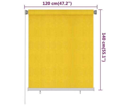 Jaluzea tip rulou de exterior, galben, 120x140 cm, hdpe, 6 image