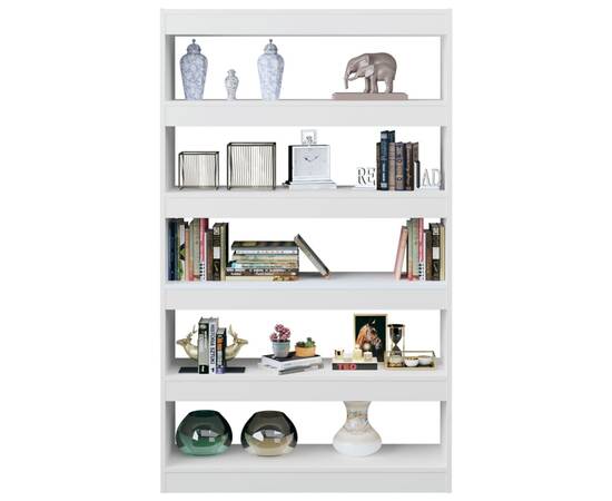 Bibliotecă/separator cameră, alb extralucios, 100x30x166 cm, 4 image