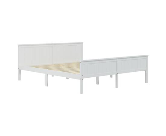 Cadru de pat, alb, 200x200 cm, lemn masiv de pin, 3 image