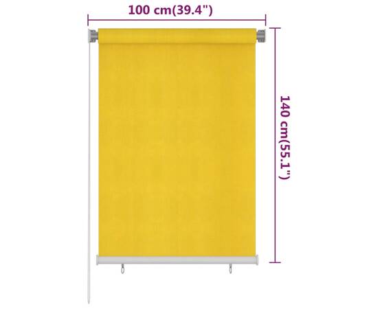 Jaluzea tip rulou de exterior, galben, 100x140 cm, hdpe, 6 image