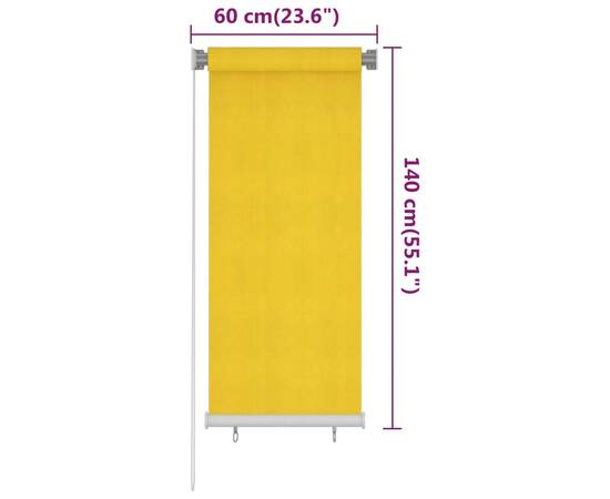 Jaluzea tip rulou de exterior, galben, 60x140 cm, hdpe, 6 image