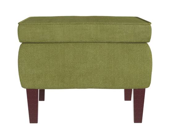 Scaun cu picioare din lemn, verde deschis, catifea, 4 image