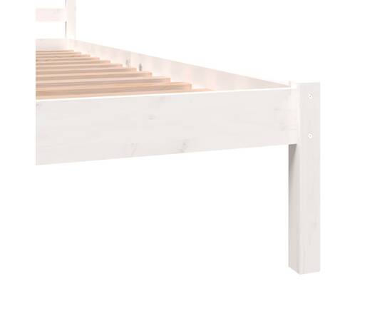 Cadru de pat dublu 4ft6, alb, 135x190 cm, lemn masiv de pin, 6 image