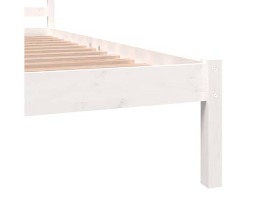 Cadru de pat king size 5ft, alb, 150x200 cm, lemn masiv de pin, 6 image