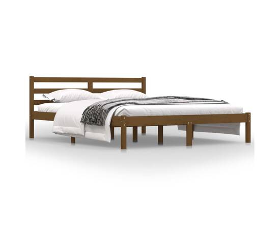 Cadru de pat king size 5ft, maro, 150x200 cm, lemn masiv de pin, 3 image