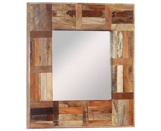 Oglindă de perete, 50x50 cm, lemn masiv reciclat
