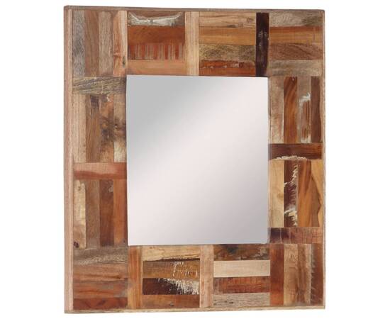 Oglindă de perete, 50x50 cm, lemn masiv reciclat, 8 image