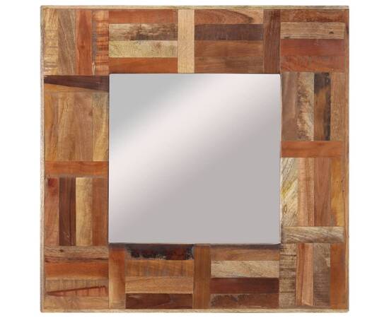 Oglindă de perete, 50x50 cm, lemn masiv reciclat, 2 image