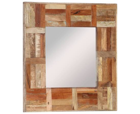 Oglindă de perete, 50x50 cm, lemn masiv reciclat, 9 image