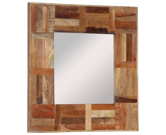 Oglindă de perete, 50x50 cm, lemn masiv reciclat, 11 image