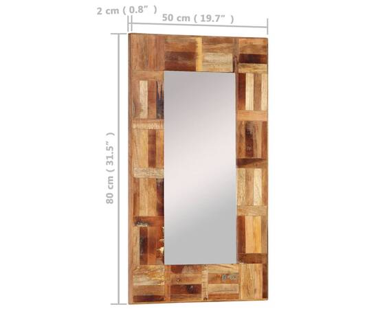 Oglindă de perete, 50x80 cm, lemn masiv reciclat, 9 image