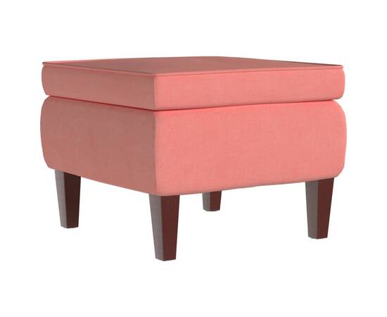 Scaun cu picioare din lemn, roz, catifea, 2 image