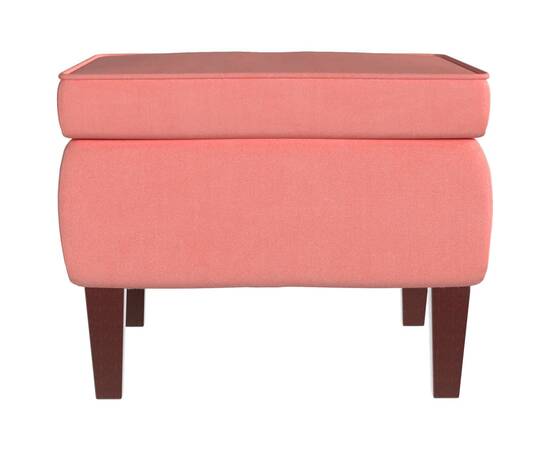 Scaun cu picioare din lemn, roz, catifea, 4 image
