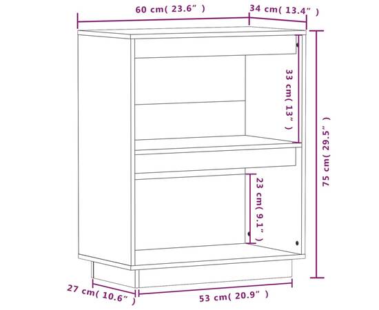 Dulap consolă, 60x34x75 cm, lemn masiv de pin, 8 image