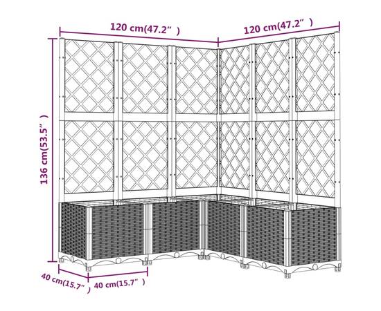 Jardinieră de grădină cu spalier, maro, 120x120x136 cm, pp, 8 image