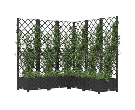 Jardinieră de grădină cu spalier, negru, 120x120x121,5 cm, pp, 3 image