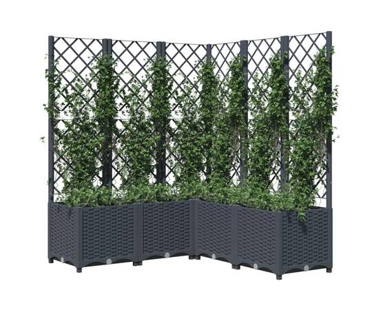 Jardinieră de grădină cu spalier,gri închis, 120x120x136 cm, pp, 3 image