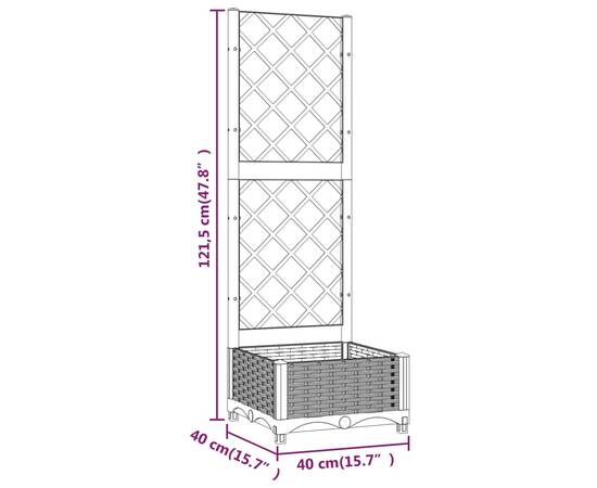 Jardinieră de grădină cu spalier,gri închis, 40x40x121,5 cm, pp, 8 image