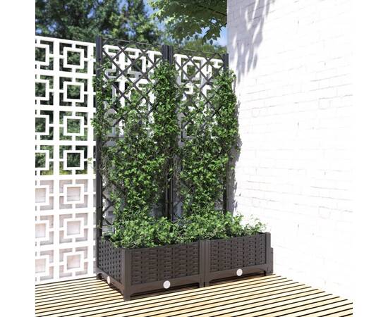 Jardinieră de grădină cu spalier negru, 80x40x121,5 cm, pp