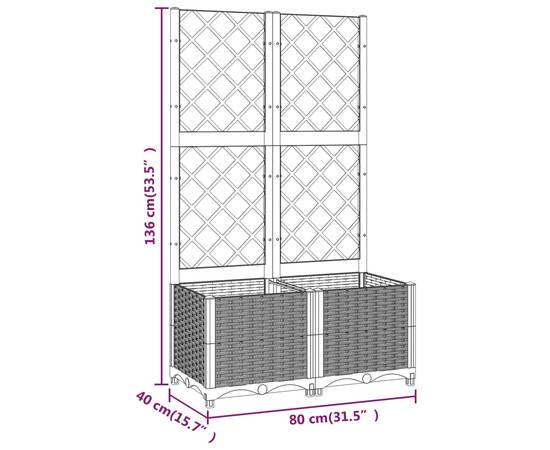 Jardinieră de grădină cu spalier negru, 80x40x136 cm, pp, 8 image