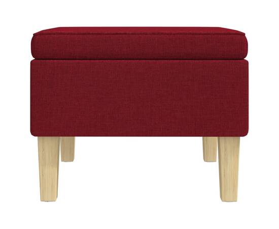 Scaun cu picioare din lemn, roșu vin, material textil, 3 image