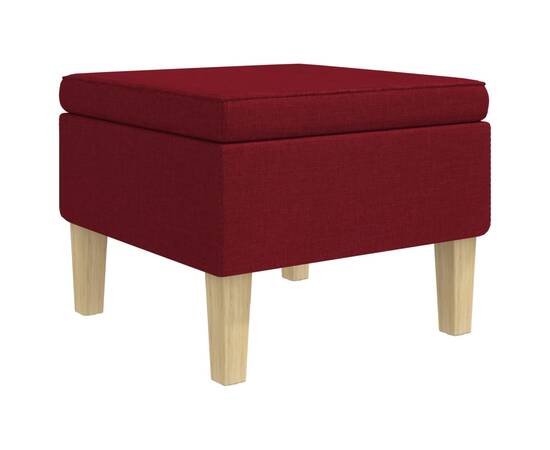 Scaun cu picioare din lemn, roșu vin, material textil, 2 image