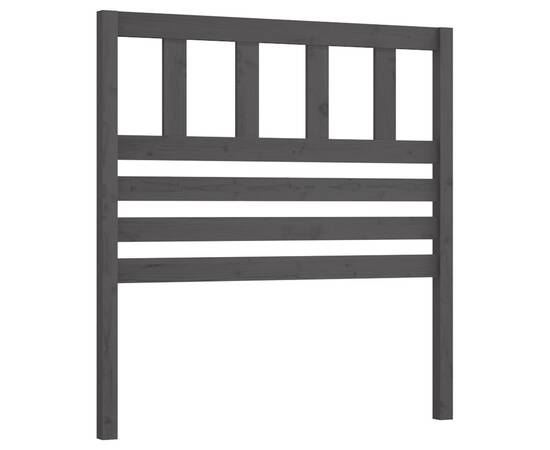 Tăblie de pat, gri, 81x4x100 cm, lemn masiv de pin, 2 image
