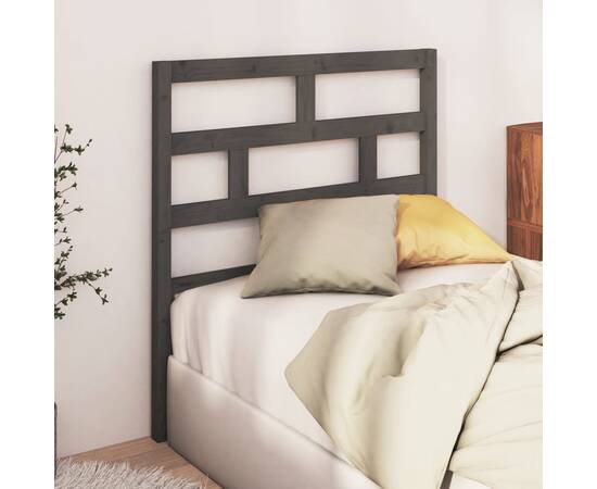 Tăblie de pat, gri, 96x4x100 cm, lemn masiv de pin