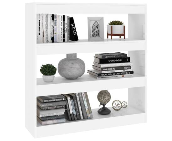 Bibliotecă/separator cameră, alb, 100x30x103 cm, 4 image
