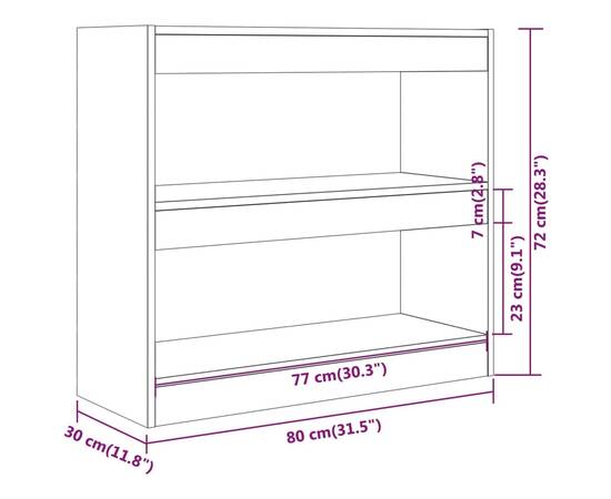 Bibliotecă/separator cameră, alb, 80x30x72 cm, 7 image