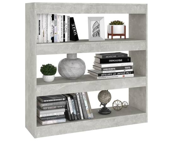 Bibliotecă/separator cameră, gri beton, 100x30x103 cm, 4 image