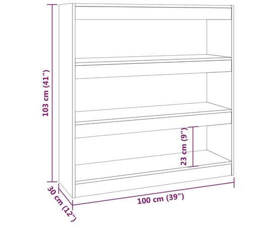 Bibliotecă/separator cameră, gri beton, 100x30x103 cm, 7 image