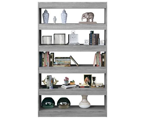 Bibliotecă/separator cameră, gri sonoma, 100x30x166 cm, 4 image