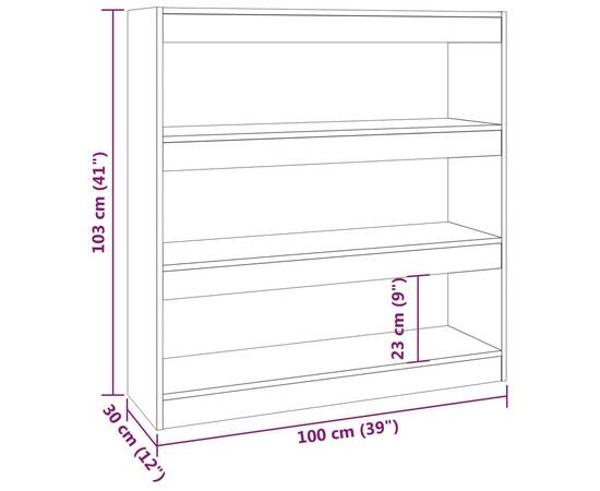 Bibliotecă/separator cameră, negru, 100x30x103 cm, 7 image