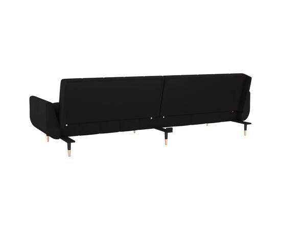 Canapea extensibilă cu 2 locuri, 2 perne, negru, catifea, 6 image