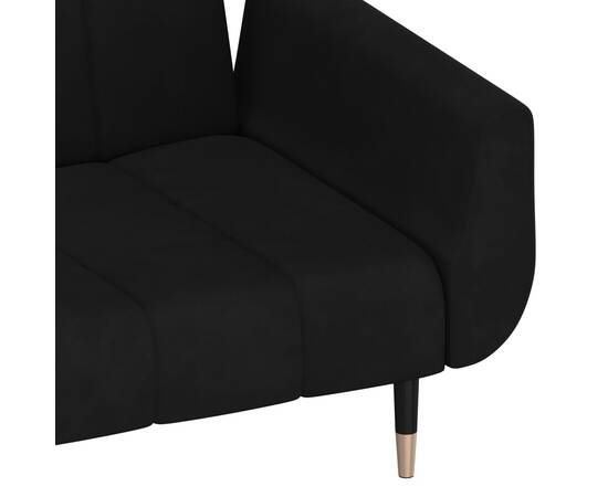 Canapea extensibilă cu 2 locuri, 2 perne, negru, catifea, 10 image