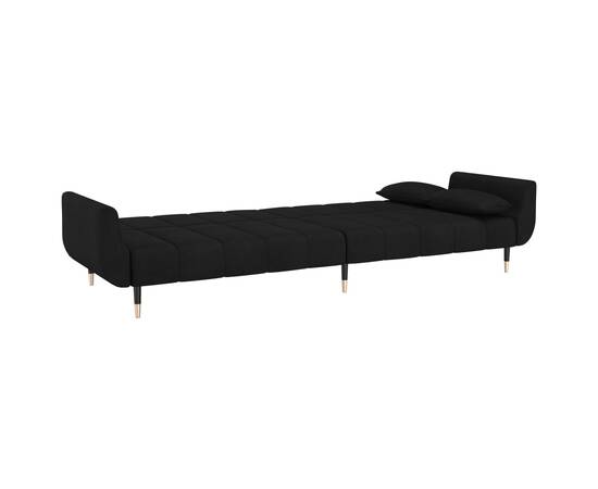 Canapea extensibilă cu 2 locuri, 2 perne, negru, catifea, 7 image