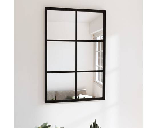 Oglindă de perete, negru, 60 x 40 cm, metal