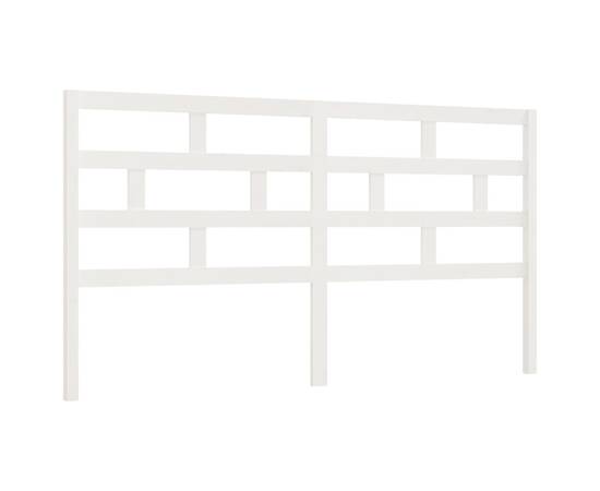 Tăblie de pat, alb, 186x4x100 cm, lemn masiv de pin, 2 image