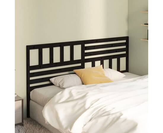 Tăblie de pat, negru, 186x4x100 cm, lemn masiv de pin