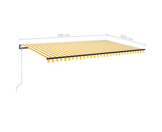 Copertină automată cu led&senzor vânt, galben/alb, 500x350 cm, 9 image