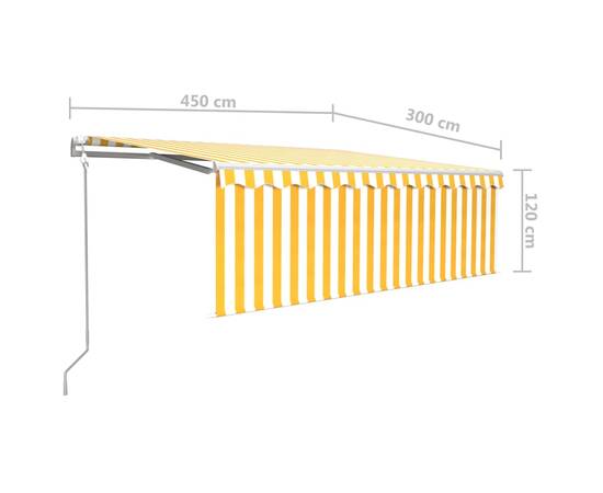 Copertină automată cu stor&led&senzor vânt galben&alb, 4,5x3 cm, 9 image