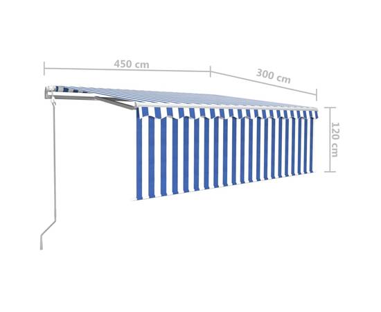 Copertină automată stor&led&senzor vânt albastru&alb 4,5x3 cm, 9 image